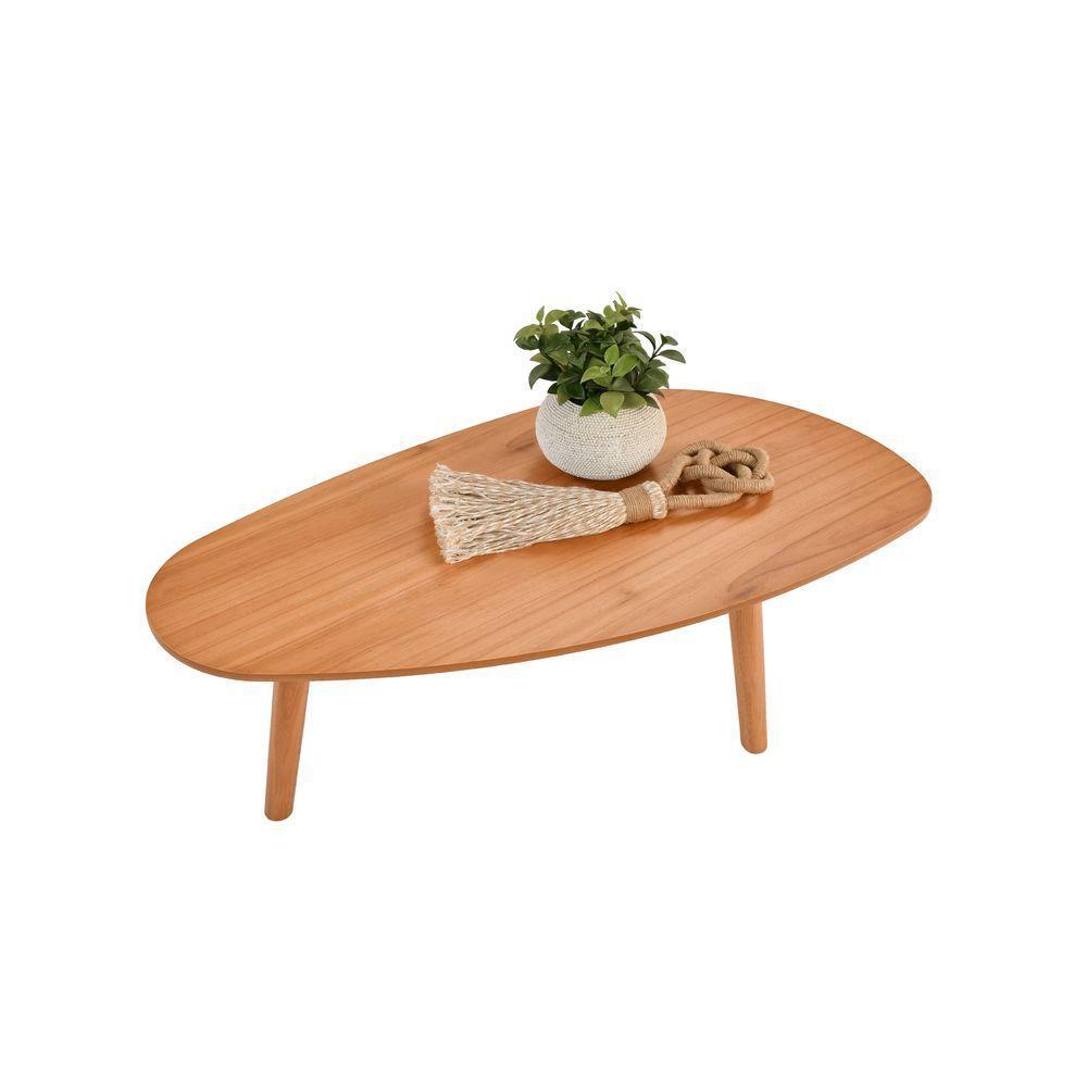 Mesa De Centro Imperial Organica Com Tripé - Pe Palito - 92cm Amêndoa - 5