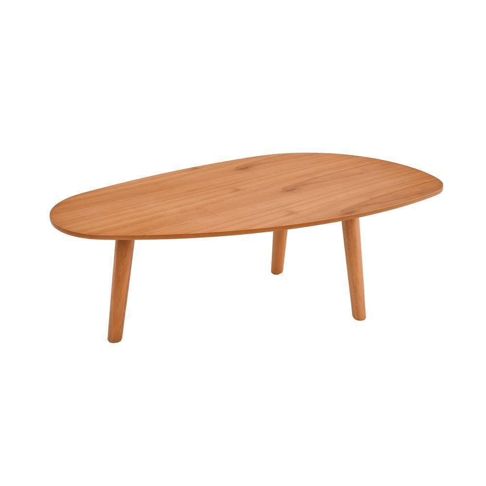 Mesa De Centro Imperial Organica Com Tripé - Pe Palito - 92cm Amêndoa - 8