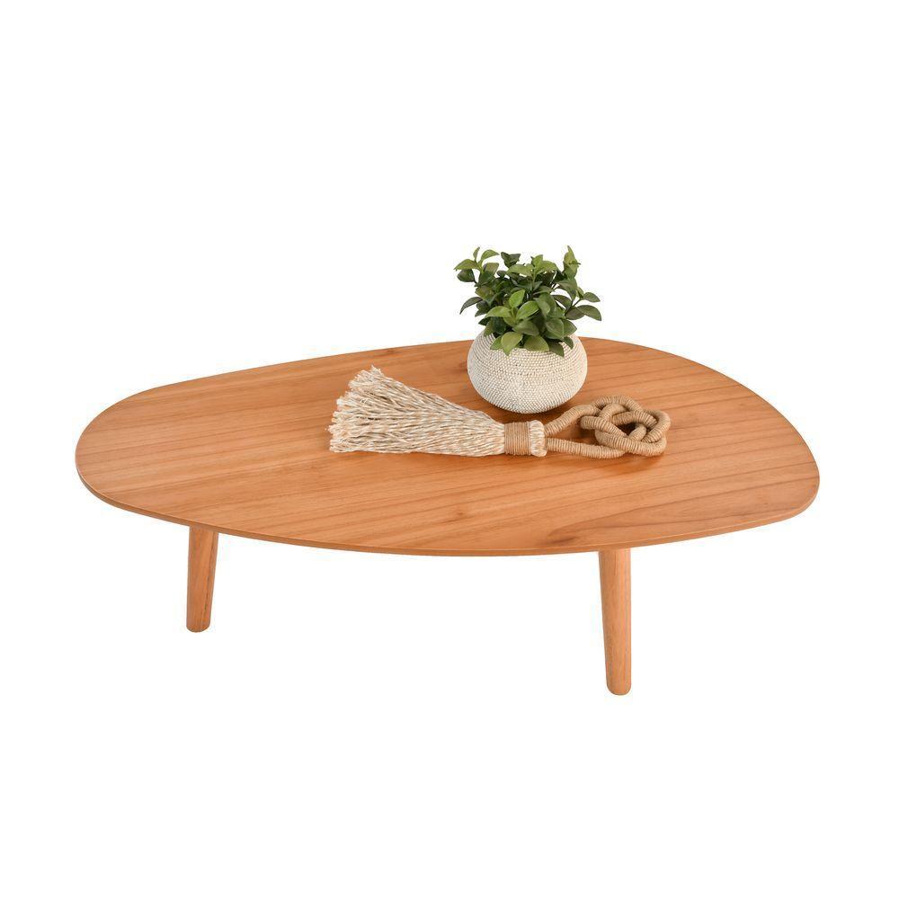 Mesa De Centro Imperial Organica Com Tripé - Pe Palito - 92cm Amêndoa - 9