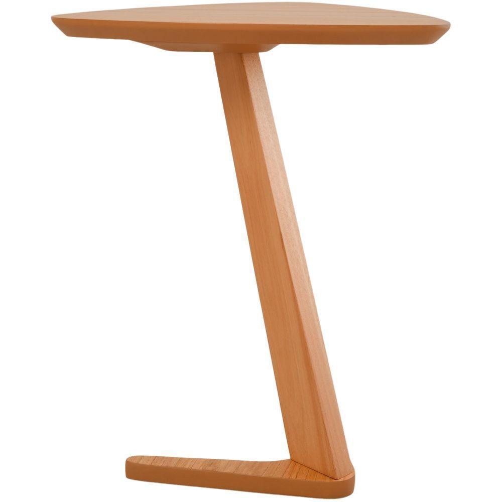 Mesa Lateral De Apoio Flat Moderna Baixa Madeira Maciça Amêndoa - 3