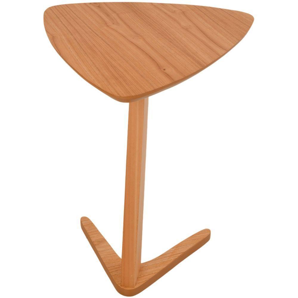 Mesa Lateral De Apoio Flat Moderna Baixa Madeira Maciça Amêndoa - 4