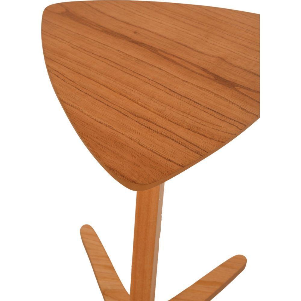 Mesa Lateral De Apoio Flat Moderna Baixa Madeira Maciça Amêndoa - 8