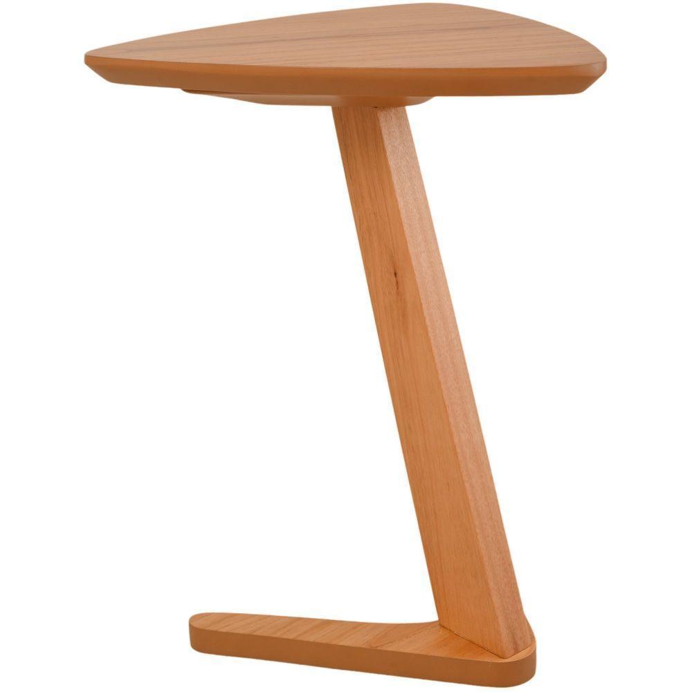 Mesa Lateral De Apoio Flat Moderna Baixa Madeira Maciça Amêndoa - 9
