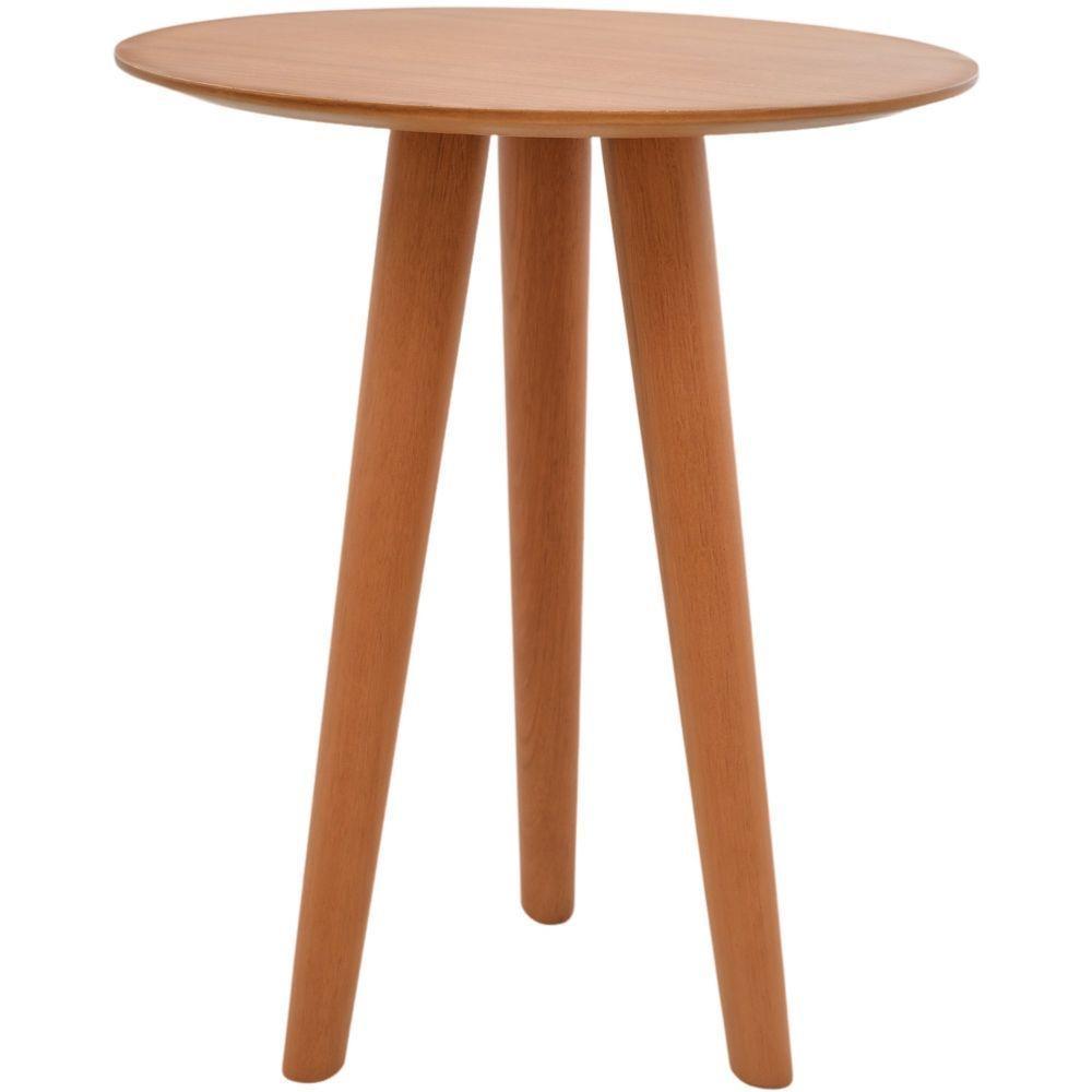 Mesa Lateral Baixa Pé Palito Em Madeira Maciça Com Tampo Lâminado Amendoa - 4