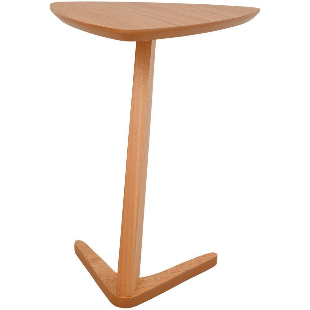 Mesa Lateral De Apoio Flat Moderna Alta Madeira Maciça Amêndoa - 5