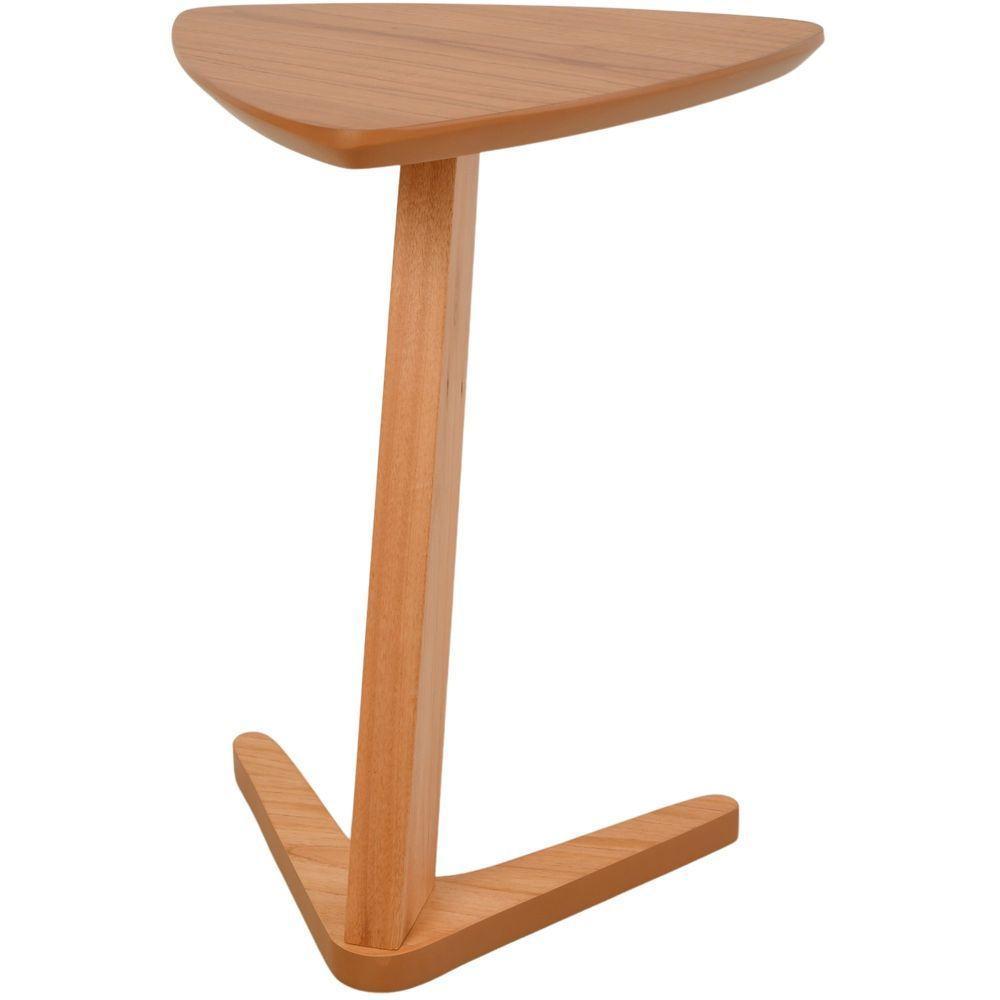 Mesa Lateral De Apoio Flat Moderna Alta Madeira Maciça Amêndoa - 10