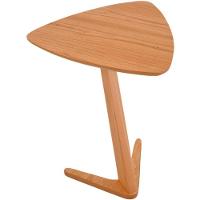 Mesa Lateral De Apoio Flat Moderna Alta Madeira Maciça Amêndoa - 1