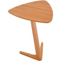 Mesa Lateral De Apoio Flat Moderna Alta Madeira Maciça Amêndoa - 6