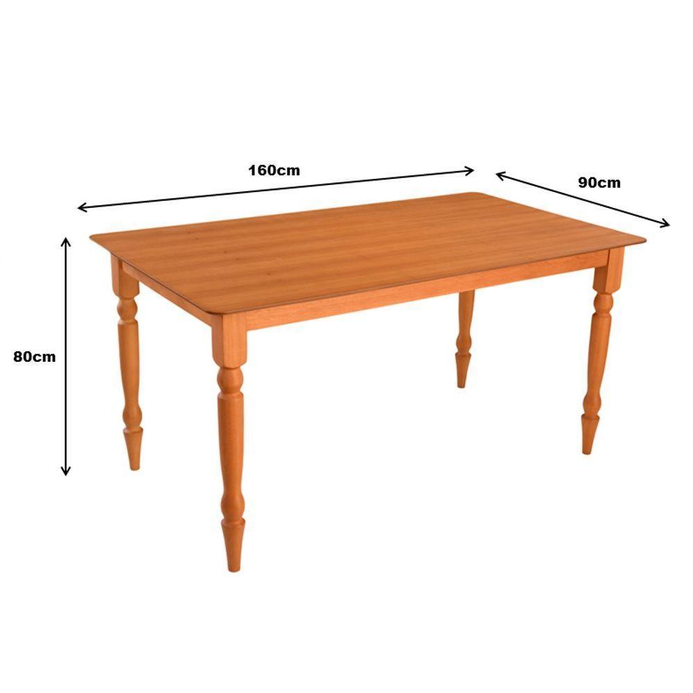 Mesa Jantar Orlando Em Madeira Maciça Com Tampo Lâminado 160x90 Pes Torneados - 3