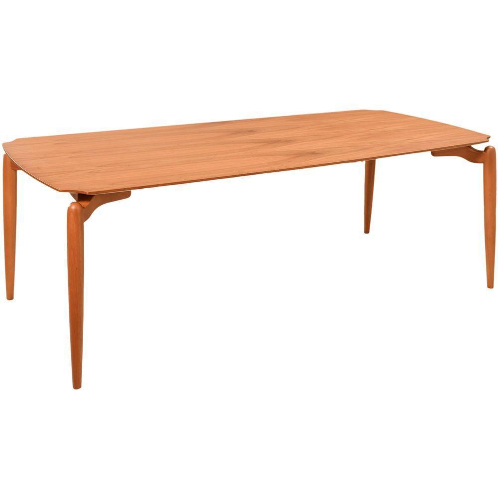 Mesa Jantar Malibu Madeira Maciça Amendoa Tampo Lâminado 180x100 Detalhe Pe Moderna - 1