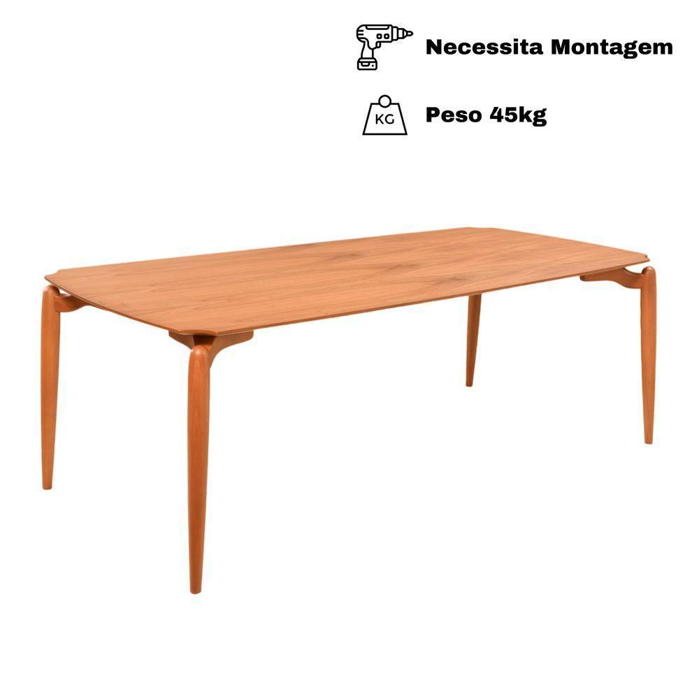 Mesa Jantar Malibu Madeira Maciça Amendoa Tampo Lâminado 180x100 Detalhe Pe Moderna - 2