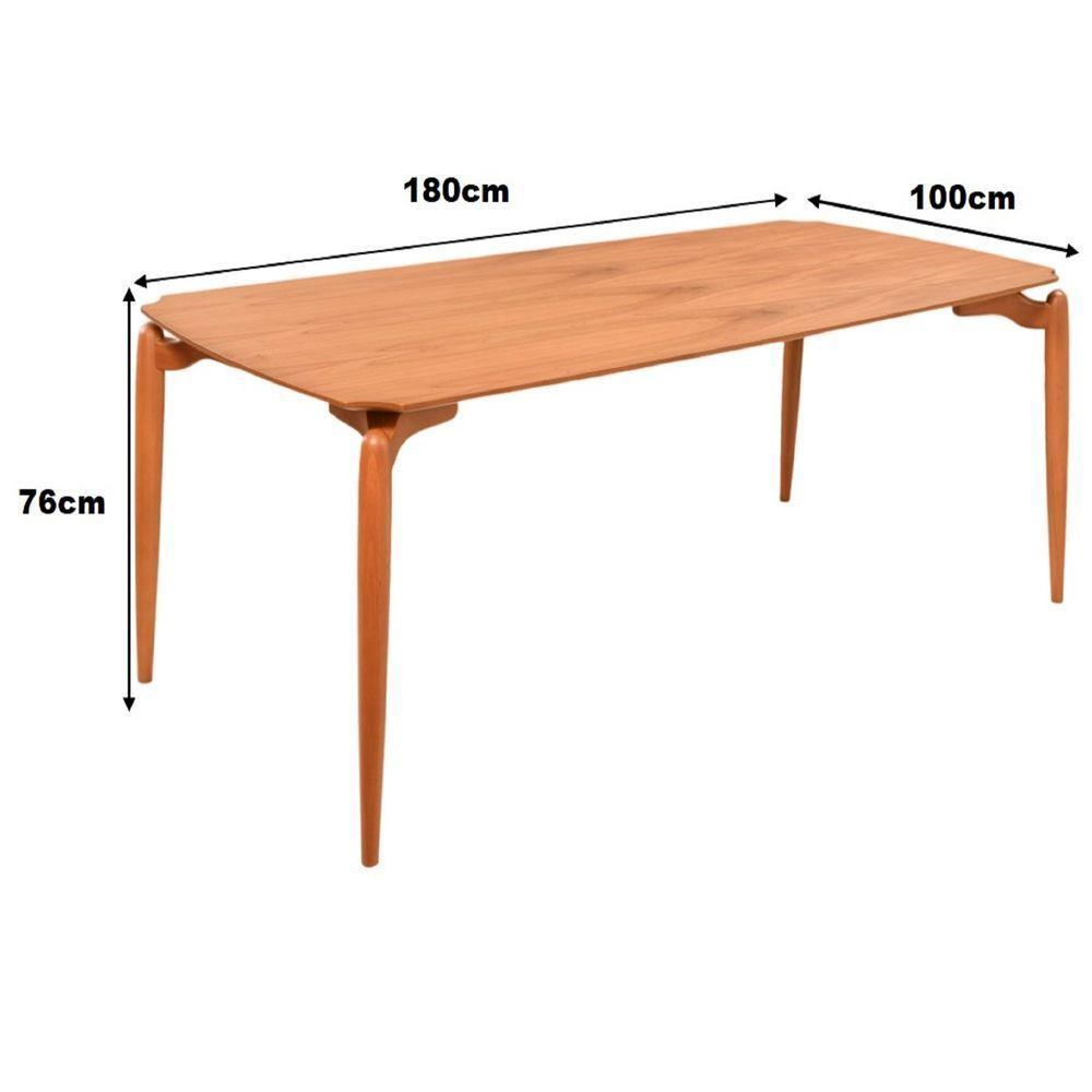 Mesa Jantar Malibu Madeira Maciça Amendoa Tampo Lâminado 180x100 Detalhe Pe Moderna - 3