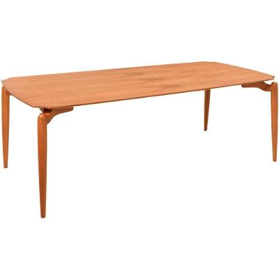 Mesa Jantar Malibu Madeira Maciça Amendoa Tampo Lâminado 180x100 Detalhe Pe Moderna