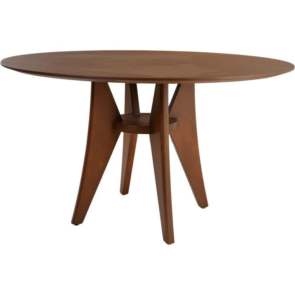 Mesa Jantar Ipanema Redonda Em Madeira Maciça Com Tampo Lâminado 136cm Castanho - 4