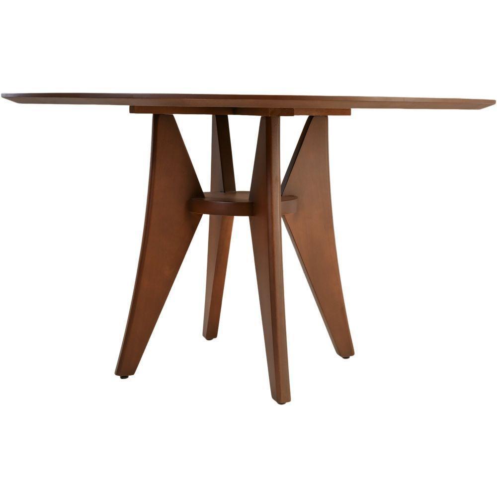 Mesa Jantar Ipanema Redonda Em Madeira Maciça Com Tampo Lâminado 136cm Castanho - 5