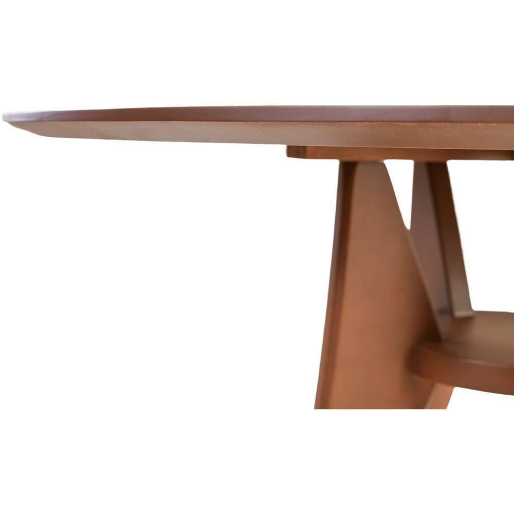 Mesa Jantar Ipanema Redonda Em Madeira Maciça Com Tampo Lâminado 136cm Castanho - 8