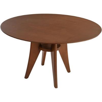 Mesa Jantar Ipanema Redonda Em Madeira Maciça Com Tampo Lâminado 136cm Castanho