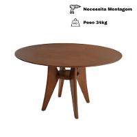 Mesa Jantar Ipanema Redonda Em Madeira Maciça Com Tampo Lâminado 136cm Castanho - 2