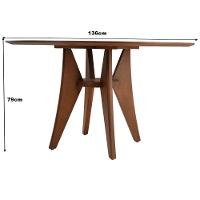 Mesa Jantar Ipanema Redonda Em Madeira Maciça Com Tampo Lâminado 136cm Castanho - 3