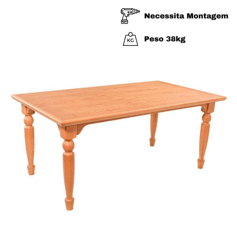 Mesa Jantar Atlanta Madeira Maciça Amendoa Tampo Lâminado 180x100 Pes Torneados - 2