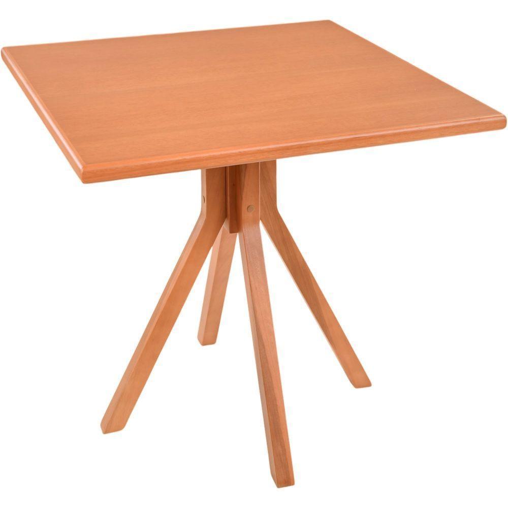 Mesa Gourmet Quadrada Pequena Restaurante Em Madeira Maciça Com Tampo Lâminado 80x80 Amêndoa - 1