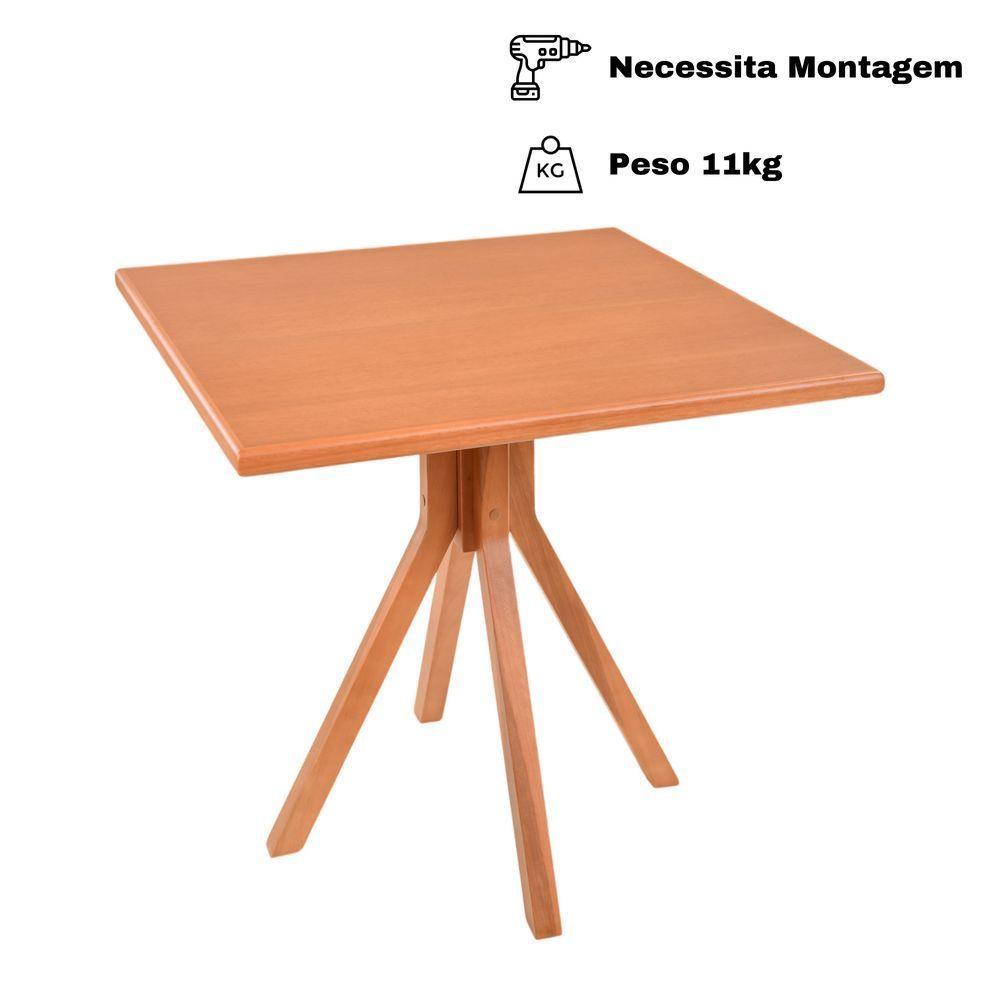 Mesa Gourmet Quadrada Pequena Restaurante Em Madeira Maciça Com Tampo Lâminado 80x80 Amêndoa - 2