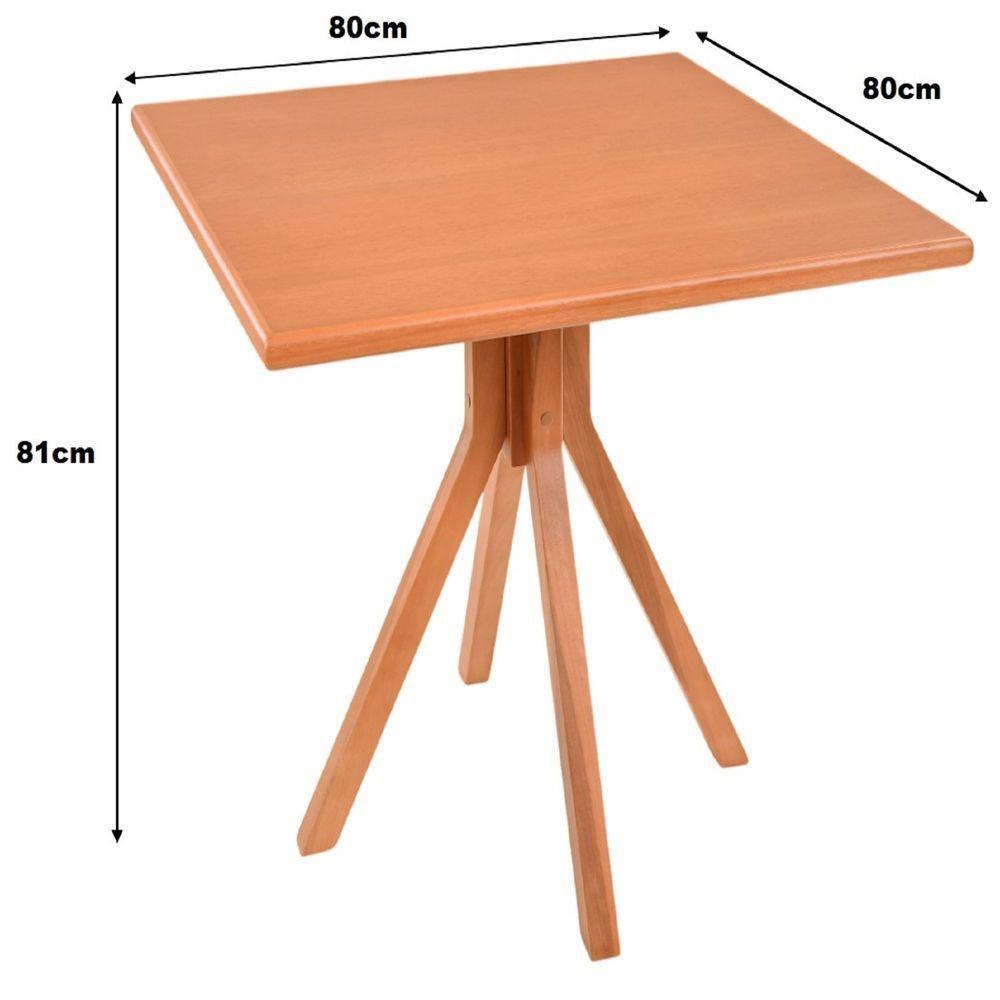 Mesa Gourmet Quadrada Pequena Restaurante Em Madeira Maciça Com Tampo Lâminado 80x80 Amêndoa - 3