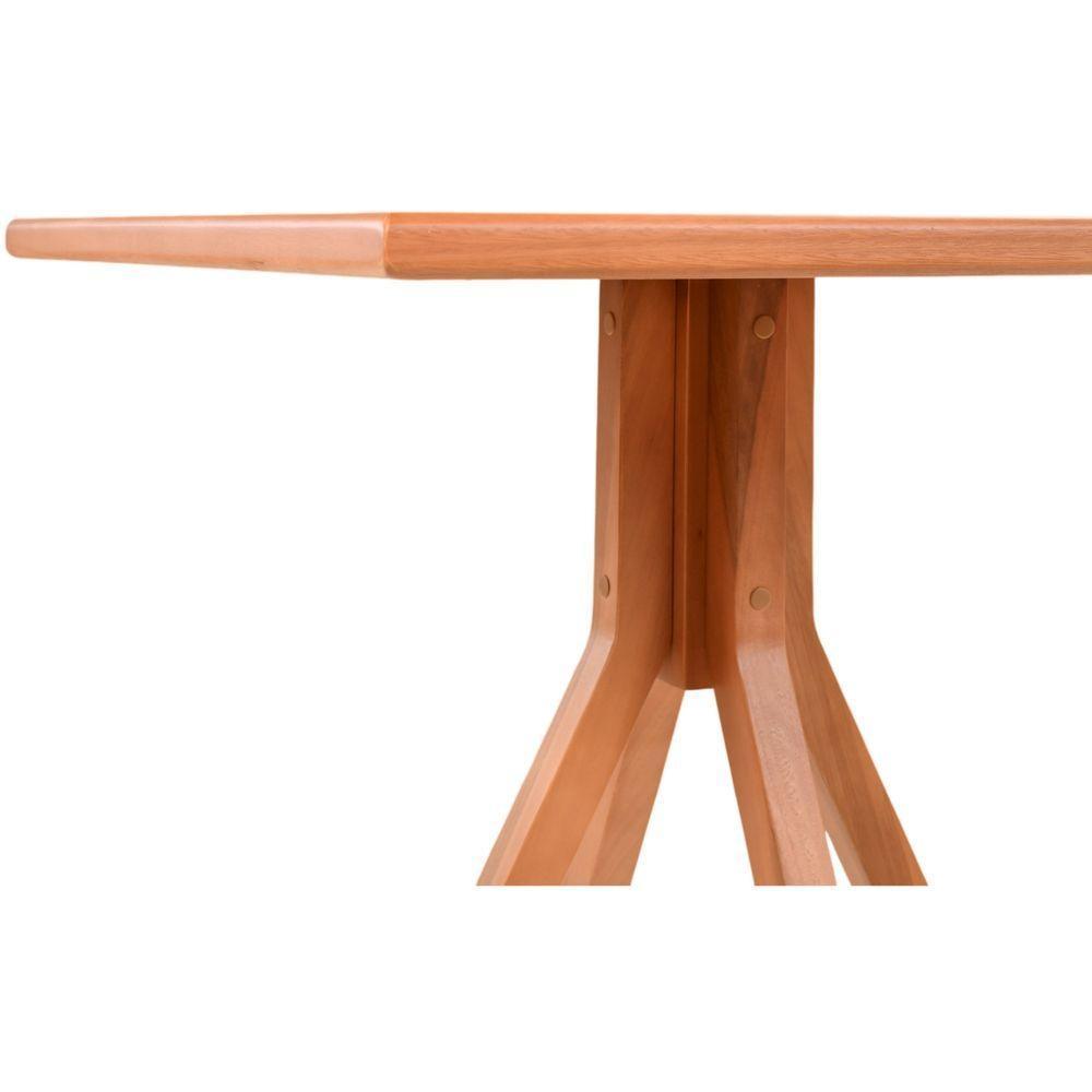 Mesa Gourmet Quadrada Pequena Restaurante Em Madeira Maciça Com Tampo Lâminado 80x80 Amêndoa - 5