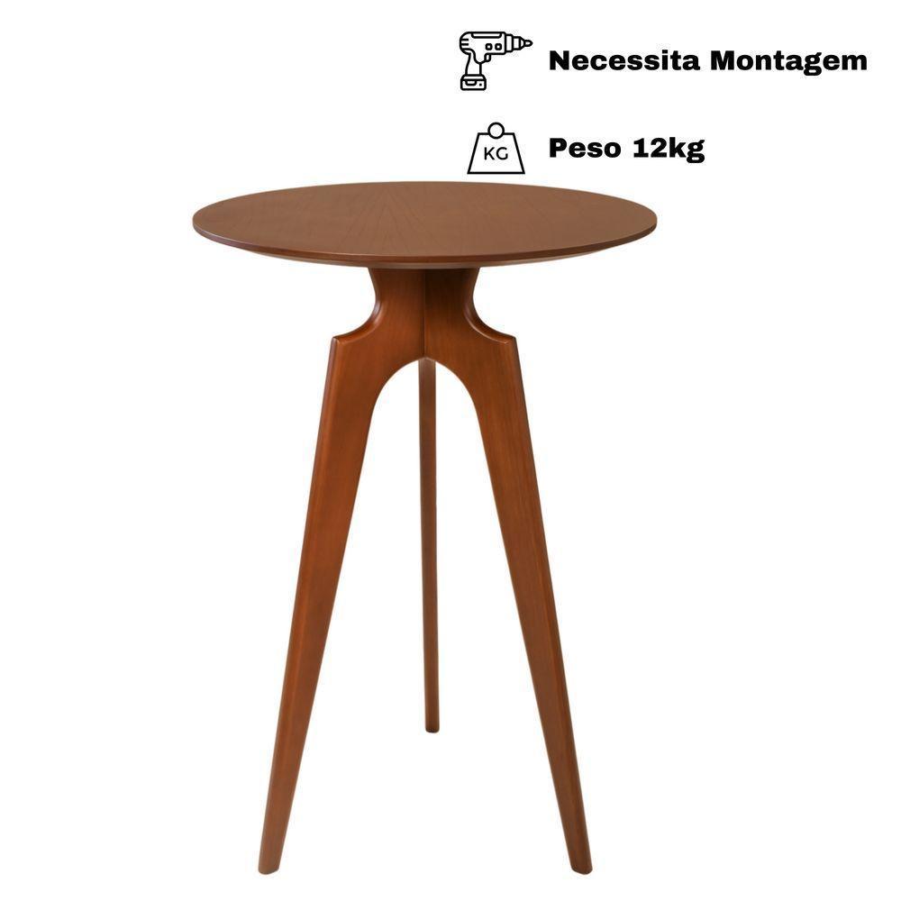 Mesa Bistrô Grécia Alta Madeira Maciça Tampo Lâminado Castanho - 2