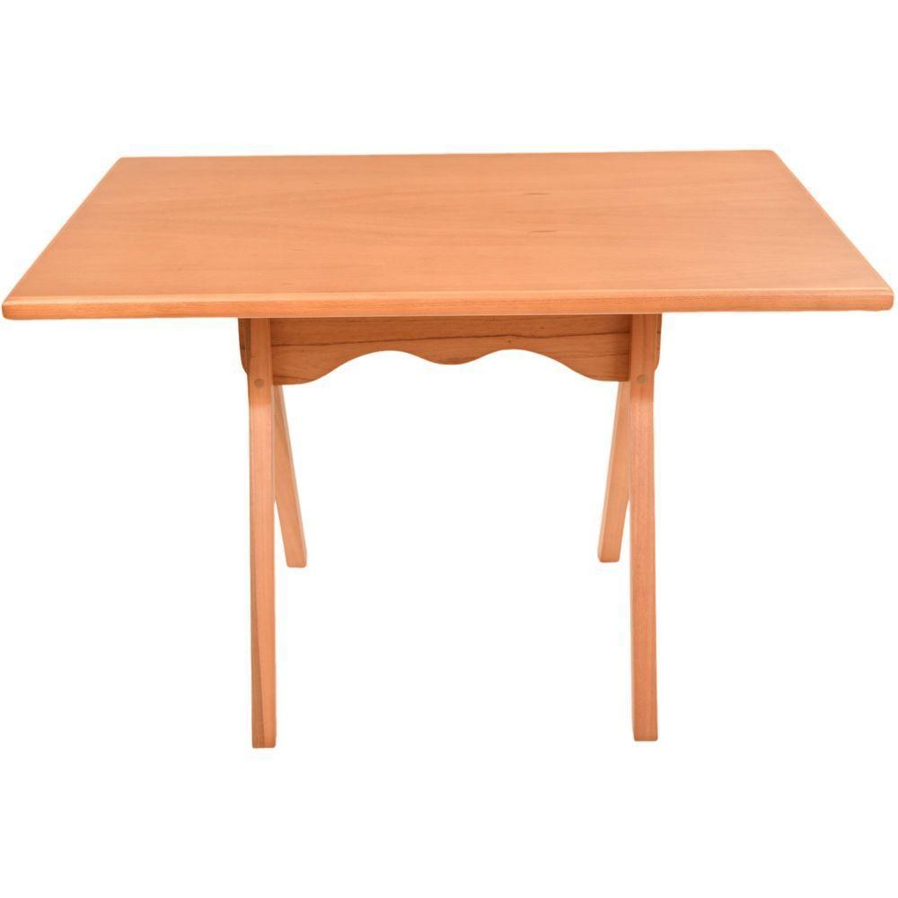 Mesa Gourmet Retangular Pequena Restaurante Em Madeira Maciça Com Tampo Lâminado 120cm Amêndoa - 4