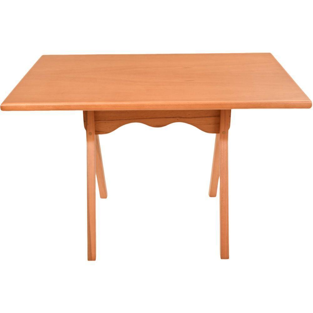 Mesa Gourmet Retangular Pequena Restaurante Em Madeira Maciça Com Tampo Lâminado 120cm Amêndoa - 6