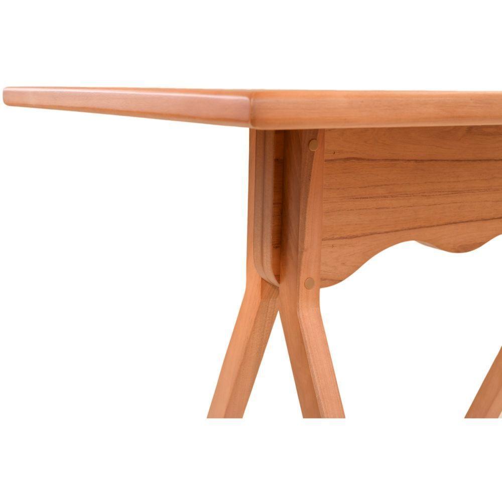 Mesa Gourmet Retangular Pequena Restaurante Em Madeira Maciça Com Tampo Lâminado 120cm Amêndoa - 7
