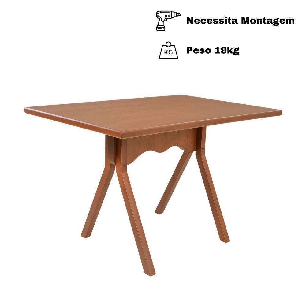 Mesa Gourmet Retangular Pequena Restaurante Em Madeira Maciça Com Tampo Lâminado 120cm Castanho - 2
