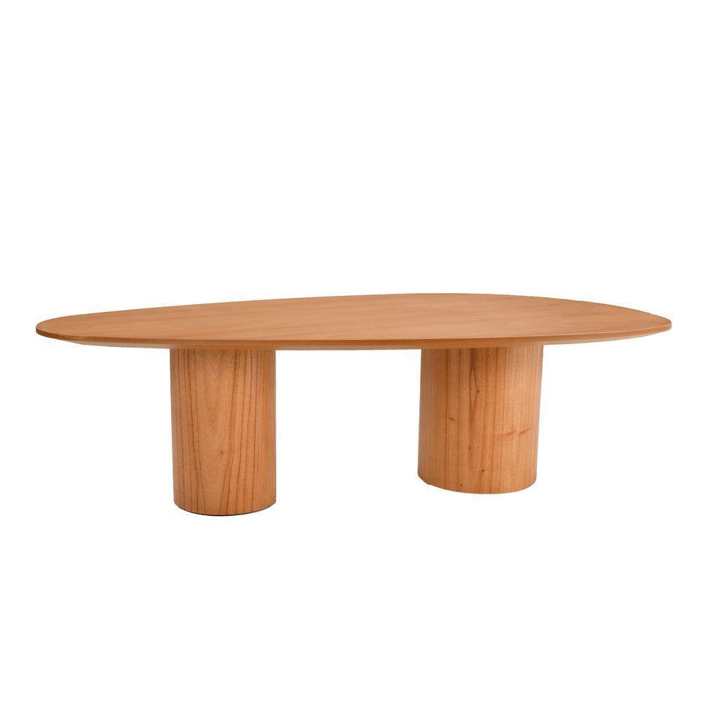 Mesa De Centro Imperial Organica Com Base Redonda Amendoa 122cm - 4