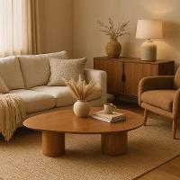 Mesa De Centro Imperial Organica Com Base Redonda Amendoa 122cm - 7