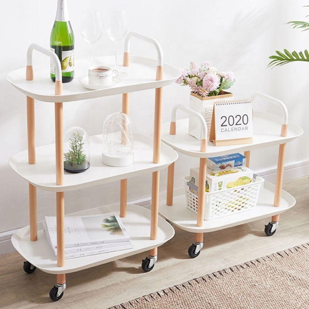 Mesa Auxiliar Lateral Madeira Carrinho Organizador Multiuso 2 Prateleiras Sacada Churrasqueira Sala Escritorio - 2