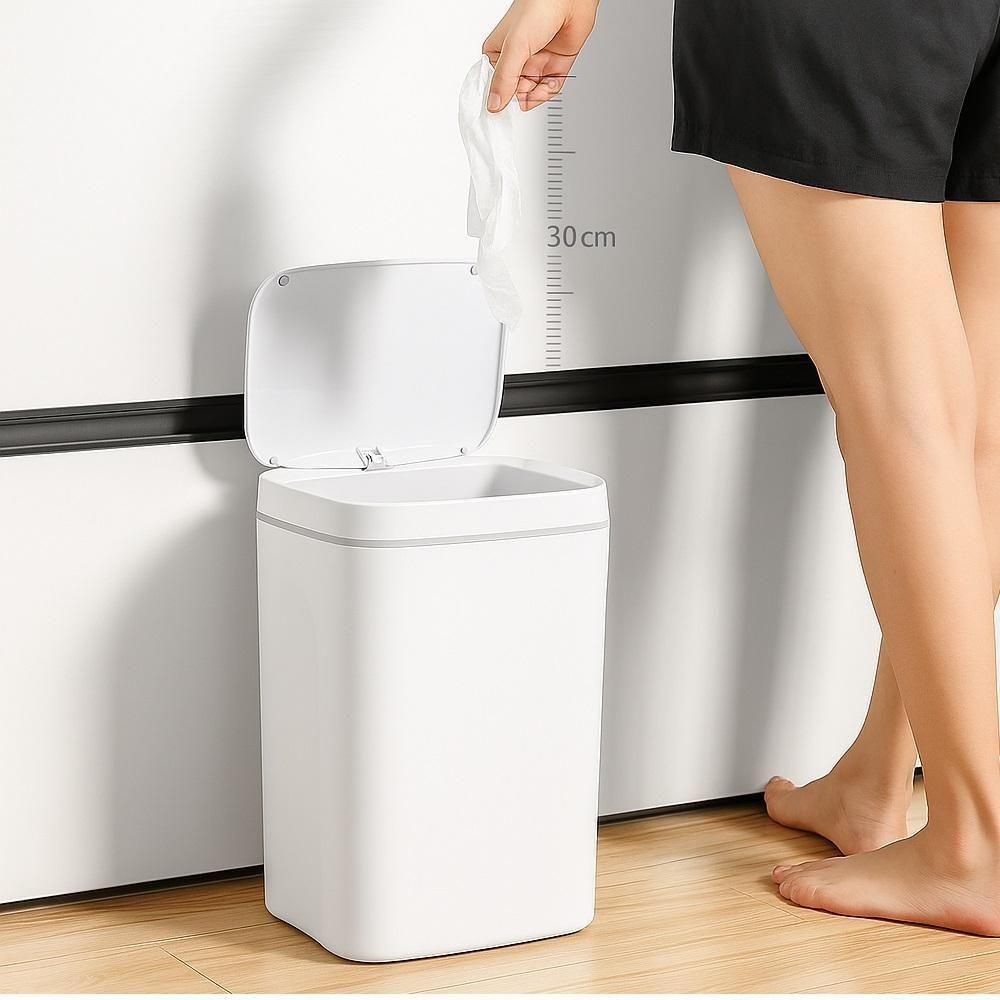 Lixeira Recarregavel Abertura Touch 12 Litros Cozinha Banheiro Escritorio Consultorio Branco Tampa Sensor Automatico - 2
