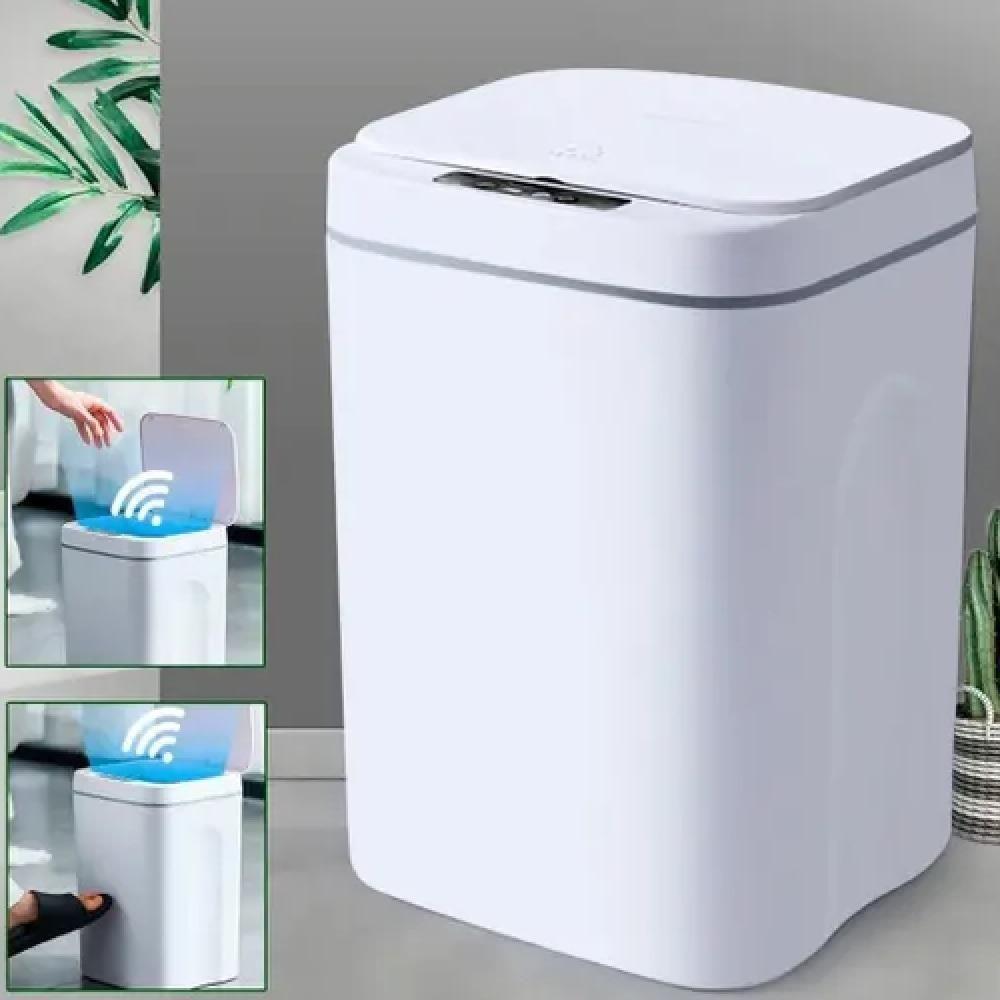 Lixeira Recarregavel Abertura Touch 12 Litros Cozinha Banheiro Escritorio Consultorio Branco Tampa Sensor Automatico - 3