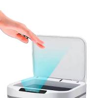 Lixeira Recarregavel Abertura Touch 12 Litros Cozinha Banheiro Escritorio Consultorio Branco Tampa Sensor Automatico