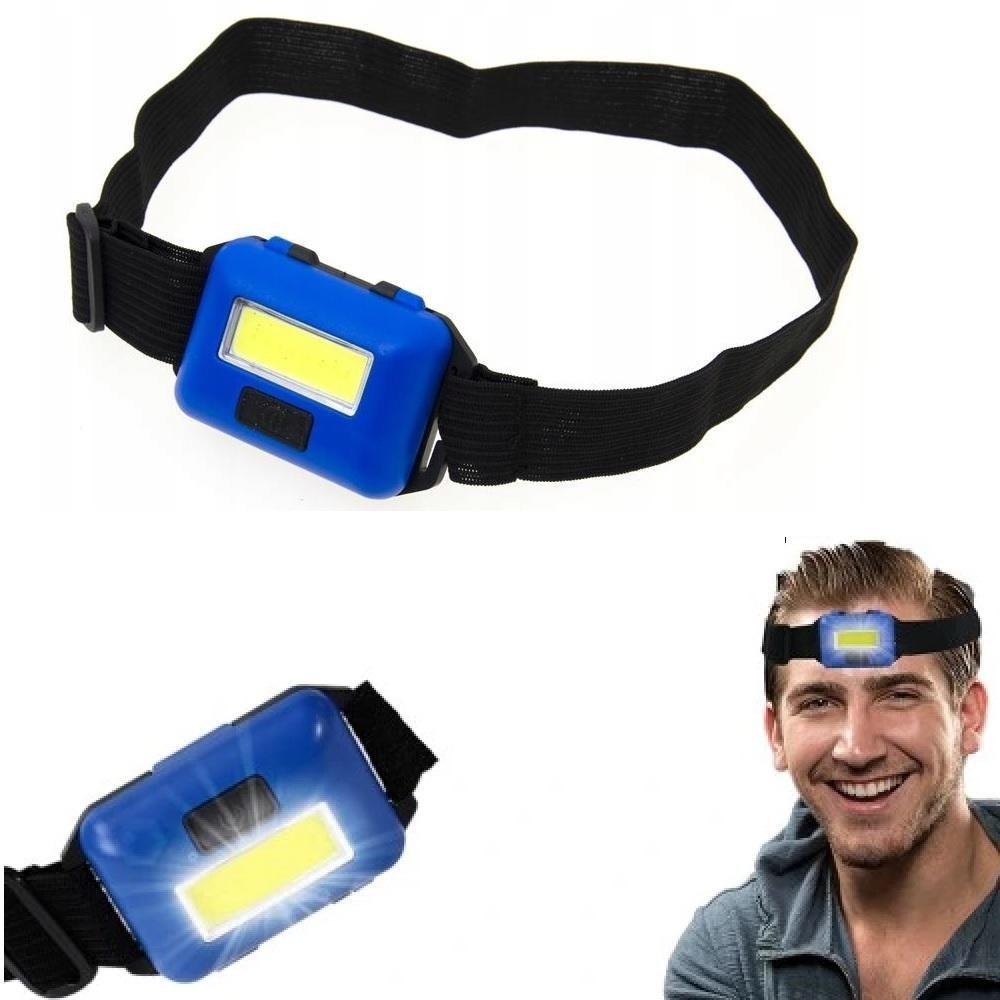 Lanterna Farol De Cabeça Multiuso Bike Moto Camping Trilha Pesca Corrida Sinalizador Testa A Pilha Azul - 1