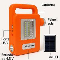 Kit Lanterna Led Solar Recarregavel Power Bank Lampada Emergencia Extra Usb Luz Portatil 500ma 5v 1a Farol Camping Lumin - 1