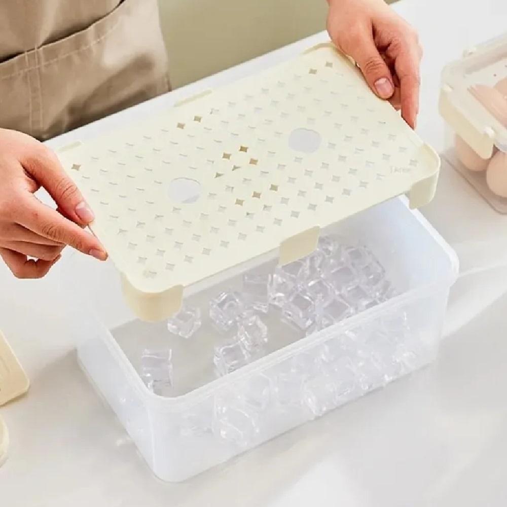 Kit 5 Potes Hermeticos Organizador Trava Lateral Geladeira Multifuncional Cesto Separador Agua Marmita Maleta Alca Livre - 7