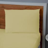 Jogo De Lençol Usual Solteiro 2 Peças Percal 180 Fios - Amarelo - 80% Poliéster- 20% Algodão - 3