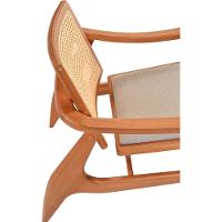 Poltrona Sala Ametista Madeira Maciça Amêndoa Encosto Palha Sextava Assento Tecido Sued - 10