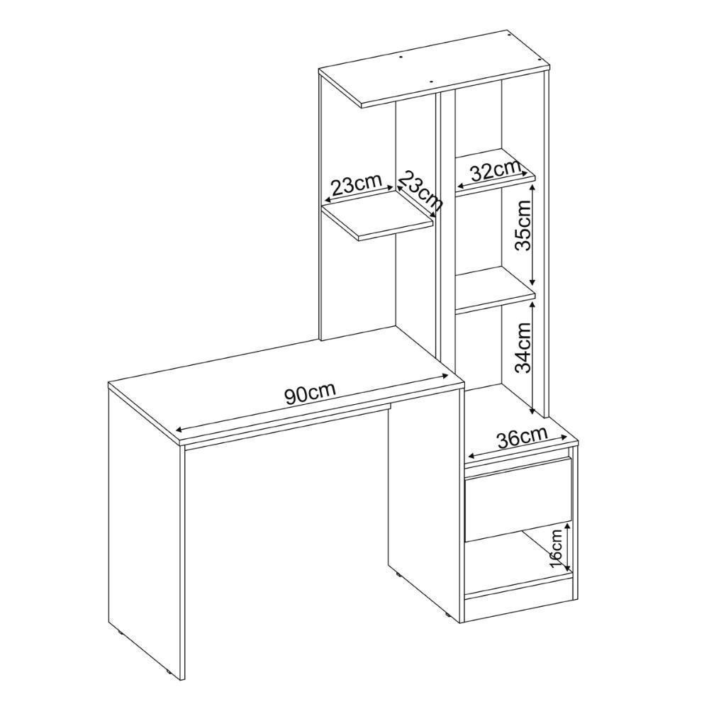 Penteadeira Com Espelho 1 Gaveta E 1 Porta Amendola/grafito Amoudi Móveis - 3
