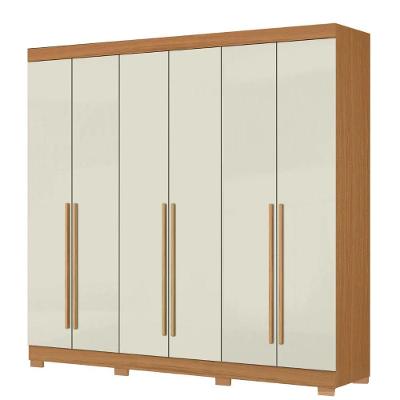 Guarda Roupas Casal Com 6 Portas 2 Gavetas Londres Madeirado/off White Madeirado/off White