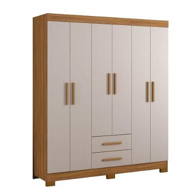 Guarda-roupa Com 6 Portas E 2 Gavetas Freijó Off White Nt5130 Notável Móveis Freijó/off White