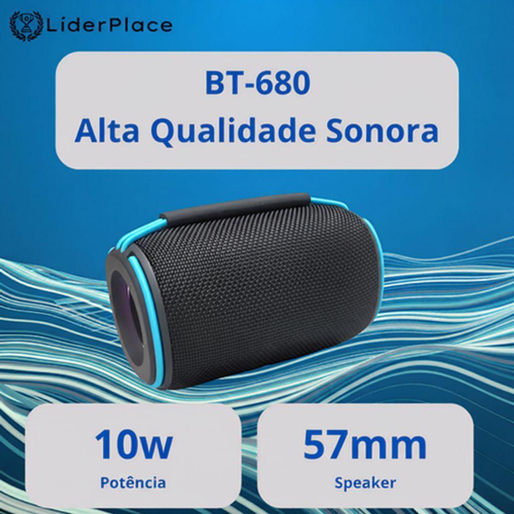 Caixa De Som Portátil Bluetooth Bt680 – Potência, Estilo E Resistência Para Qualquer Momento - Bivolt - 2