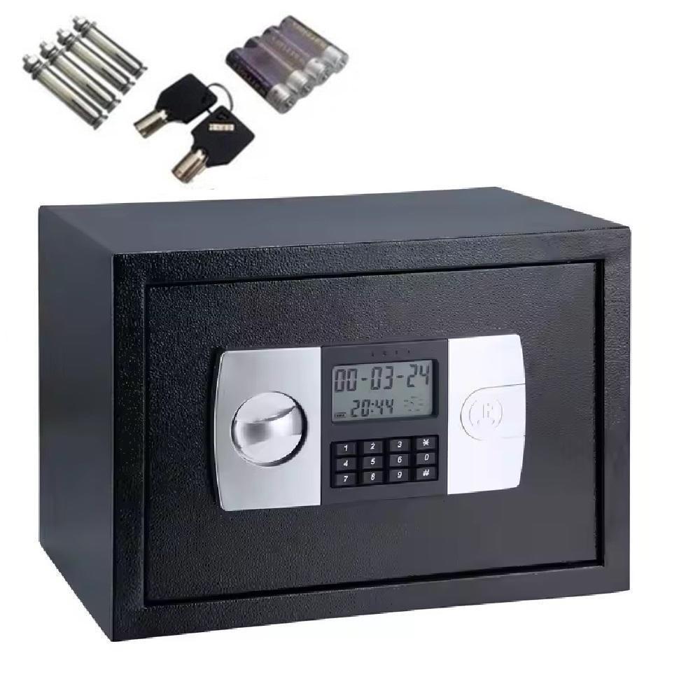 Cofre Eletronico Digital Grande Senha Chave Porta Documentos Armas Display Lcd Bandeja Chumbadores Com Suporte De Parede - 1