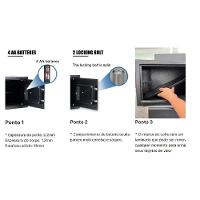 Cofre Eletronico Digital Grande Senha Chave Porta Documentos Armas Display Lcd Bandeja Chumbadores Com Suporte De Parede
